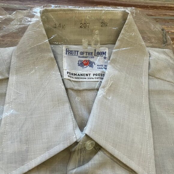 Fruit of the Loom Button Up Short Sleeve Shirt New Vintage 70s Made in Canada - Picture 3 of 5
